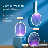 2700V Electric Mosquito Swatter 4 In 1 Mosquito Killer Lamp Rechargeable Foldable Fly Trap Insect Racket Zapper Repellent Lamp