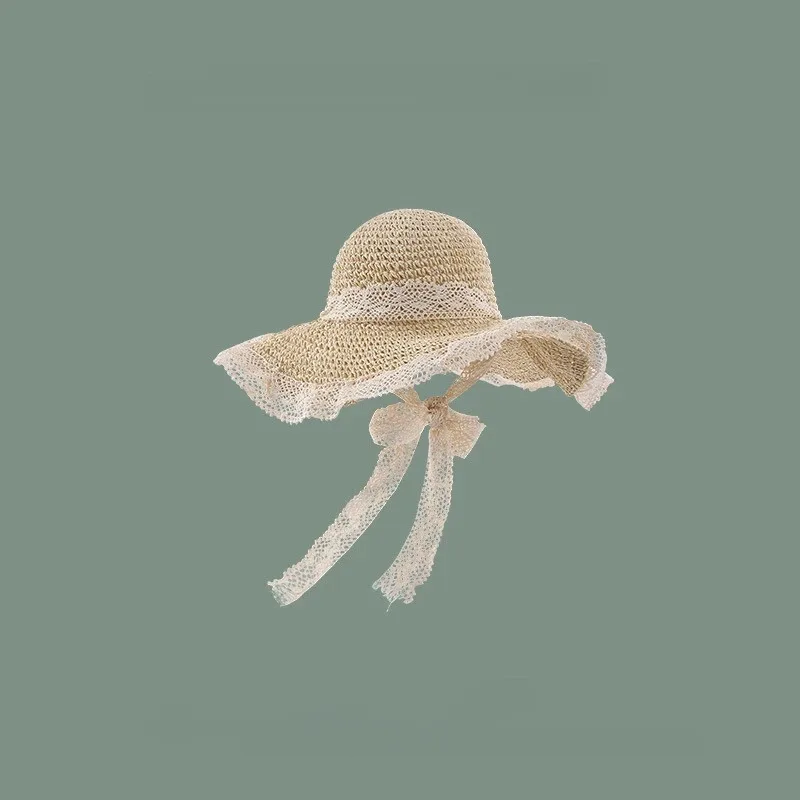 New women's sun hat Wide along the beach hat Women's summer straw hat folding sun hat head Women's beach UV protection hat image 6