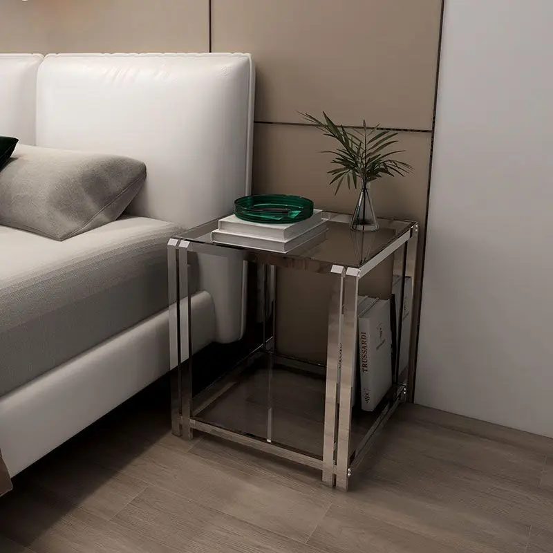 Nordic Stainless Steel & Glass Coffee Tables - Sleek, Luxurious Side Tables for Sofa & Bedside | Modern Minimalist Design