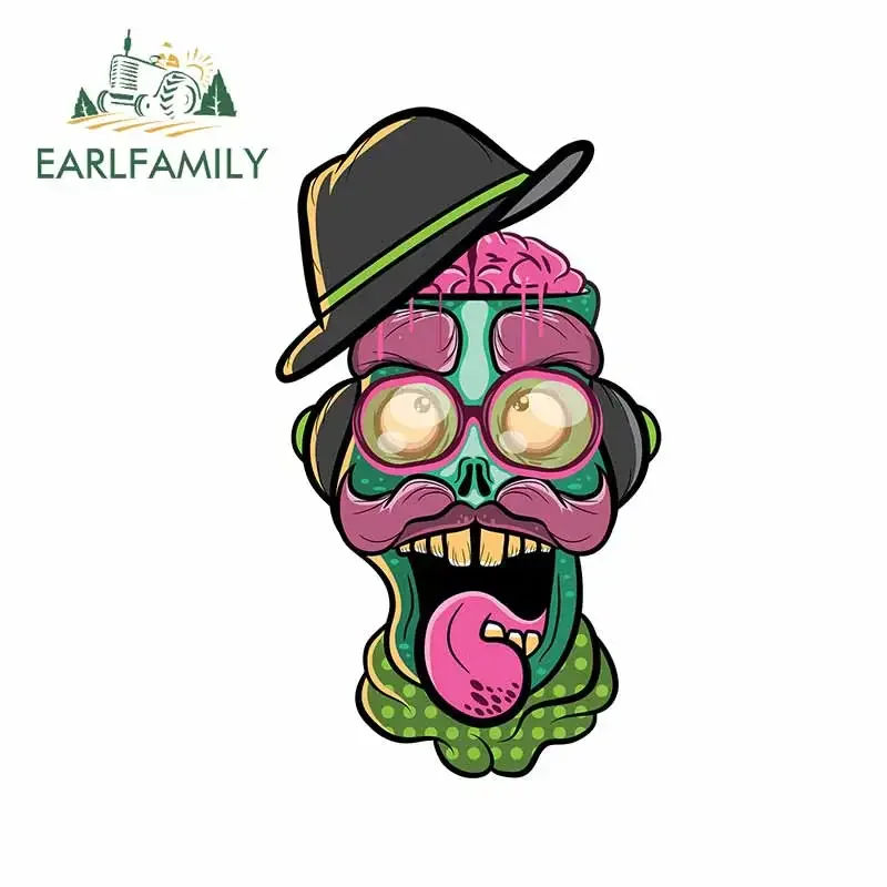 EARLFAMILY 13cm x 7.5cm Terrible Gentleman Zombies Car Stickers Refrigerator Cartoon Brain Decal Creative Windshield Car Styling