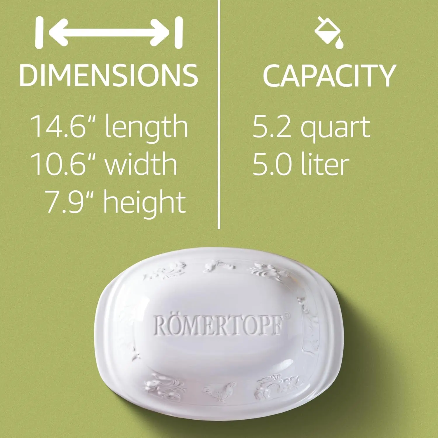 Rustico Clay Roaster | Non-Stick Dutch Oven | Healthy Pot Cooking | Clay Baker | Versatile Cooking Vessel - 5.2 Quart (5 Liters)