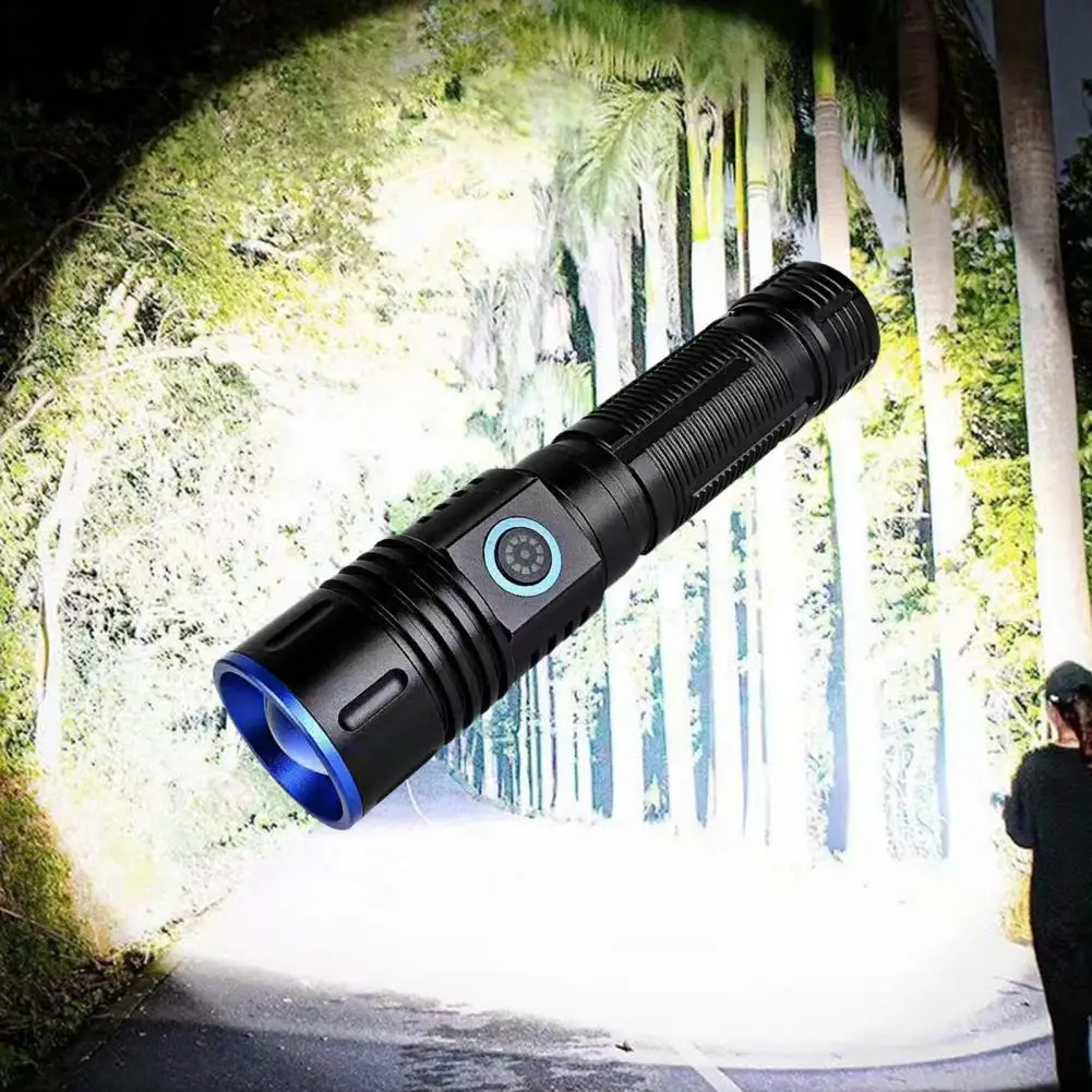 Long Battery Life Torch Super Bright Usb Rechargeable Waterproof Outdoor Flashlight with 4 Adjustable Zoom Magnetic for Fishing