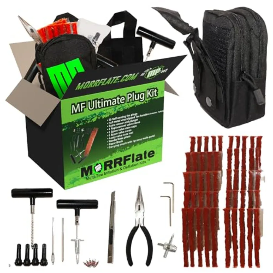 

Ultimate 4x4 Tire Plug Kit Heavy Duty Profional Off-Road Tire Repair Kit Includes 50 Vulcanizing Plugs, All-Metal Tools, 4 Repl