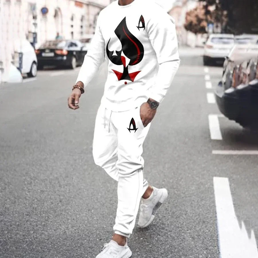 Men Tracksuit Suit Fashion Long Sleeve Tshirt Trousers 2 Piece Set Print Designer Sweatshirt Mens Casual Round Neck Streetwear