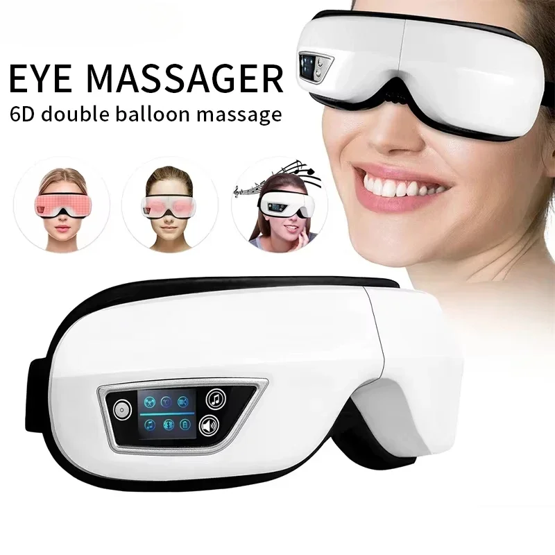 6D Eye Massager Smart Airbag Vibration Bluetooth Music Eye Care Instrument Hot Compress Eyes Massage Glasses Fatigue Pouch Care