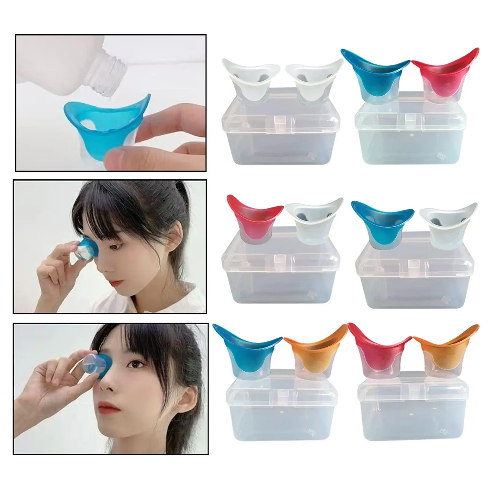 

2 Pieces Eye Wash Cups Rinse Cup Kit Reusable with Storage Container Measuring Cup Eye Cleaning Cups for Cleansing Makeup