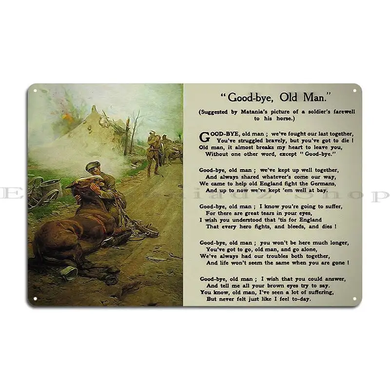 Good Bye Old Man Poem Suggested Metal Sign Personalized Designing Living Room Wall Decor Living Room Tin Sign Poster