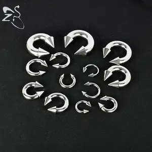ZS 1PC 2/4/6/8G Spike Horseshoe Nasenring Stainels Kegel großer Kaliber Piercings Rosca Nasenohr -Ohr -Expansioner 6 Hauptverkaufskegelohr - №4