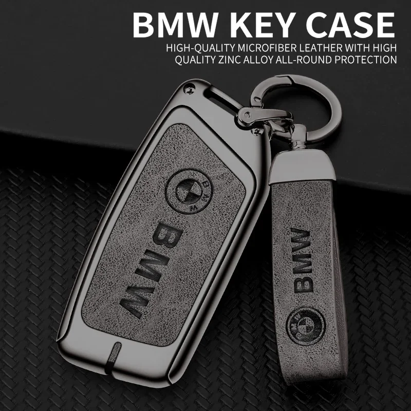 Zinc Alloy Leather Car Remote Key Cover Case Protector Shell Fob For 2023 BMW Energy Ix XM I7 X7 7 Series Keychain Accessories