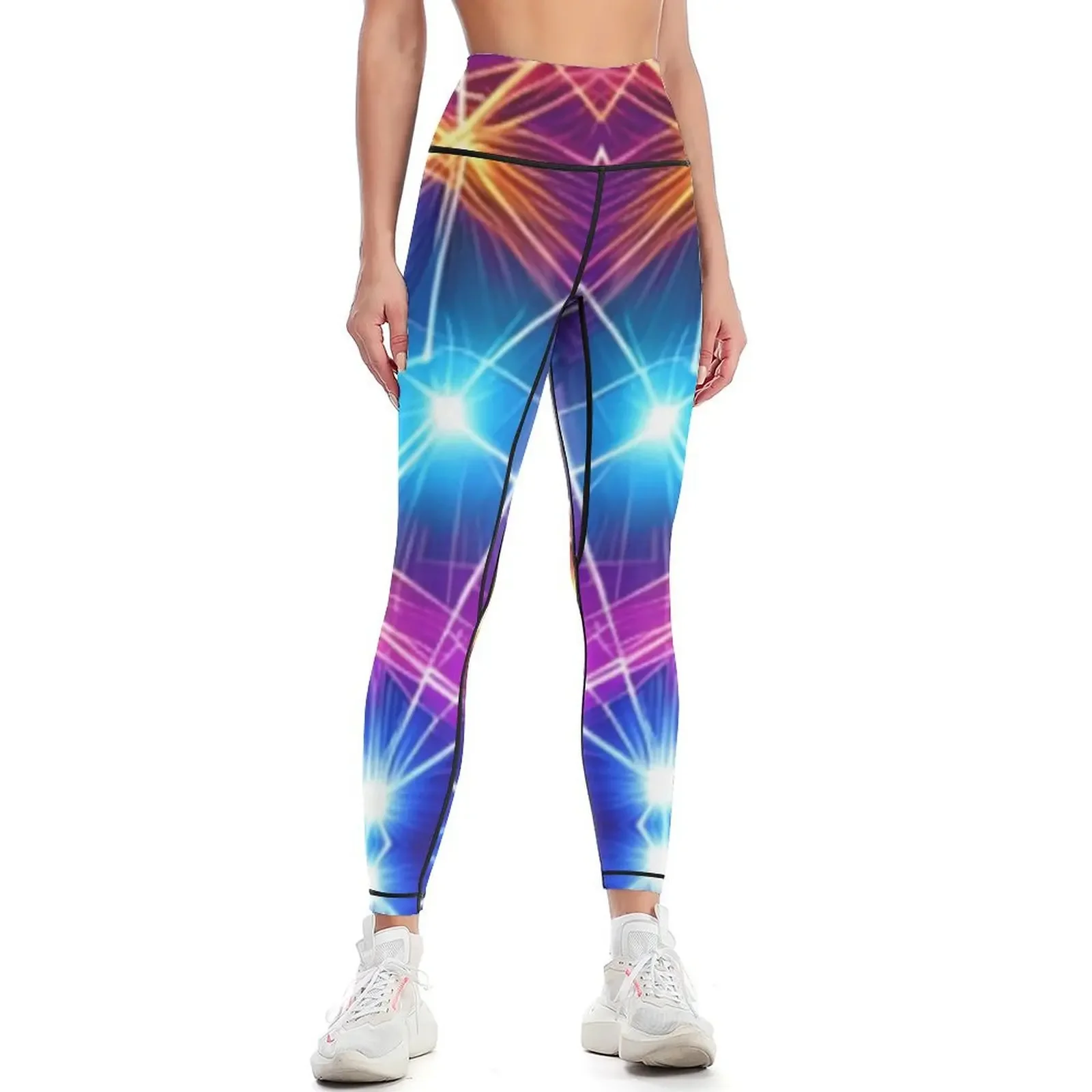 Electric Rainbow: A Burst of Bright Neon Colors Leggings gym top Women's gym Womens Leggings