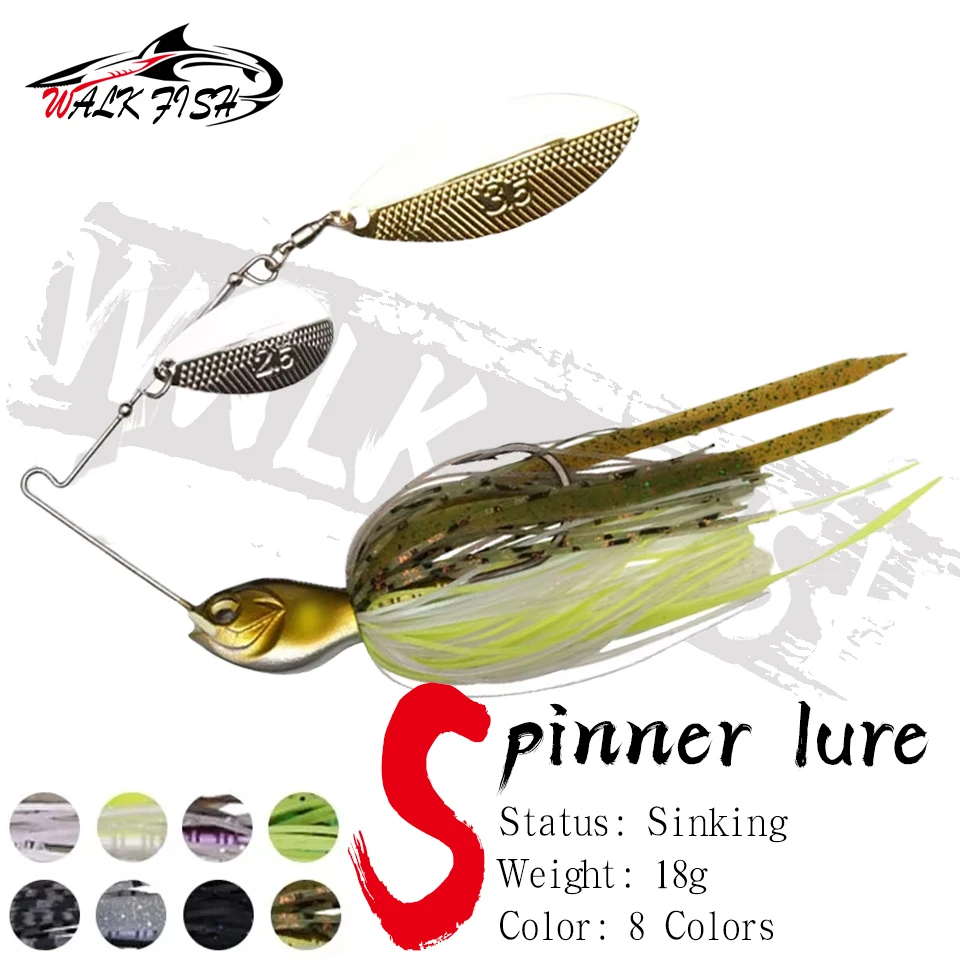 WALK FISH 1 Stück 18 g Spinner-Köder, bärtiger Mann, Metallköder, harter künstlicher Angelköder, Bleikopf-Haken, drehbar, Fischform, Seebarsch