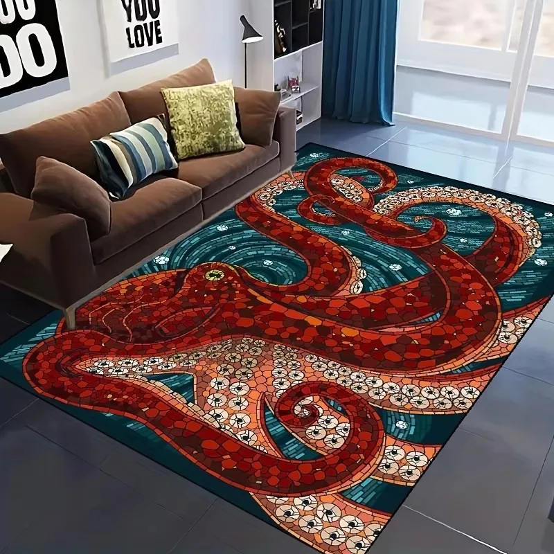 Octopus Living Room Carpet Monster Octopus Bedroom Area Rug Kids Home Decor Room Floor Mat Kitchen Bathroom Mat Anti-Skid