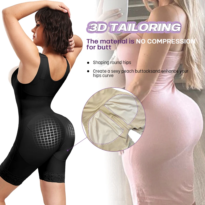 Women Shapewear Bodysuit Slimming Waist Body Shaper Post Op Surgery Liposuction Lipo Firm Tummy Control Zipper Crotch Fajas