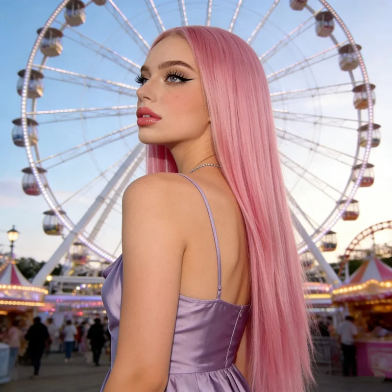 1PC Medium Parted Long Straight Hair Women'S Wig Personalized Fashion Party Cosplay Simulation Head-Wearing Synthetic Wig