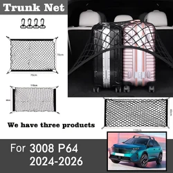 For peugeot 3008 e 3008 P64 2024-2026 Interior Car Trunk Luggage Storage Cargo Nets Stretchable Truck Net Elastic Accessories