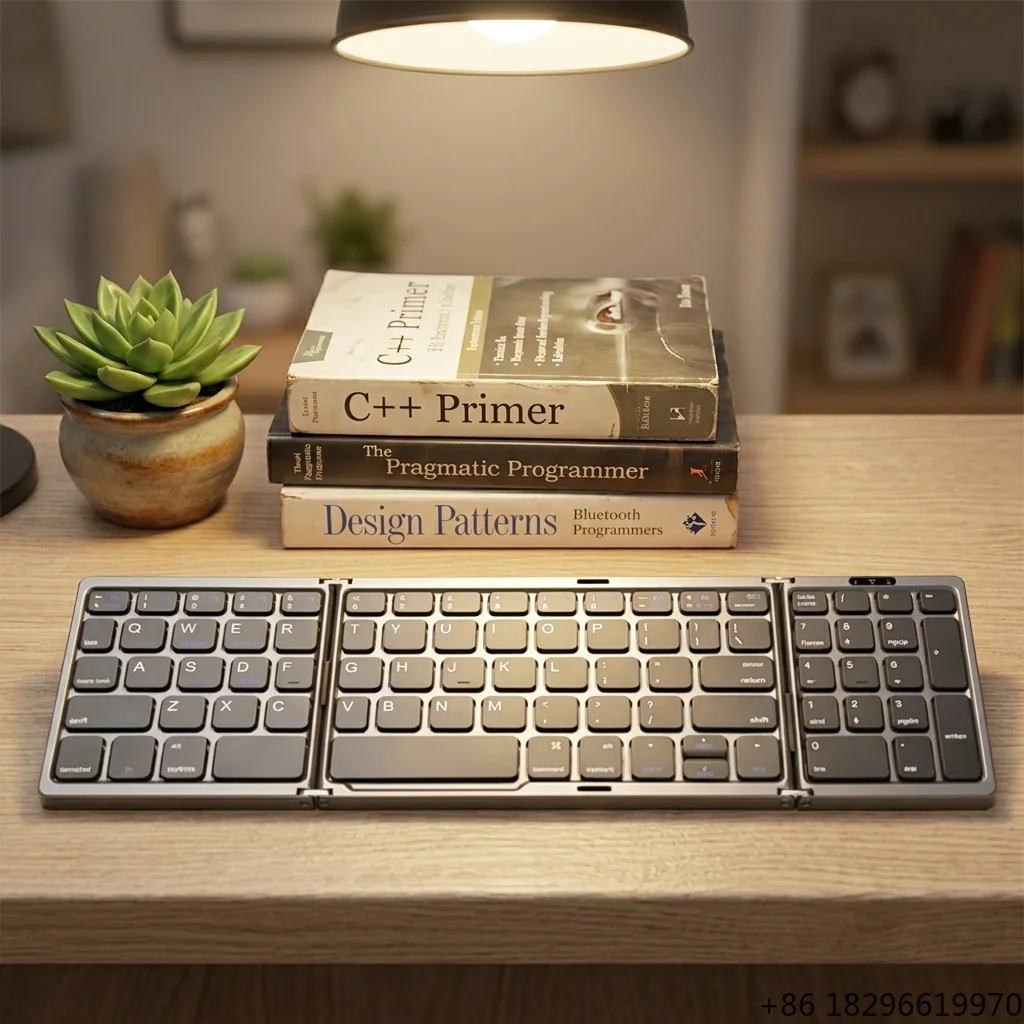 Tri-fold Ultra Slim ABS Wireless Keyboard USB-C Connection Desktop Tablet Phone Laptop Office Keyboard