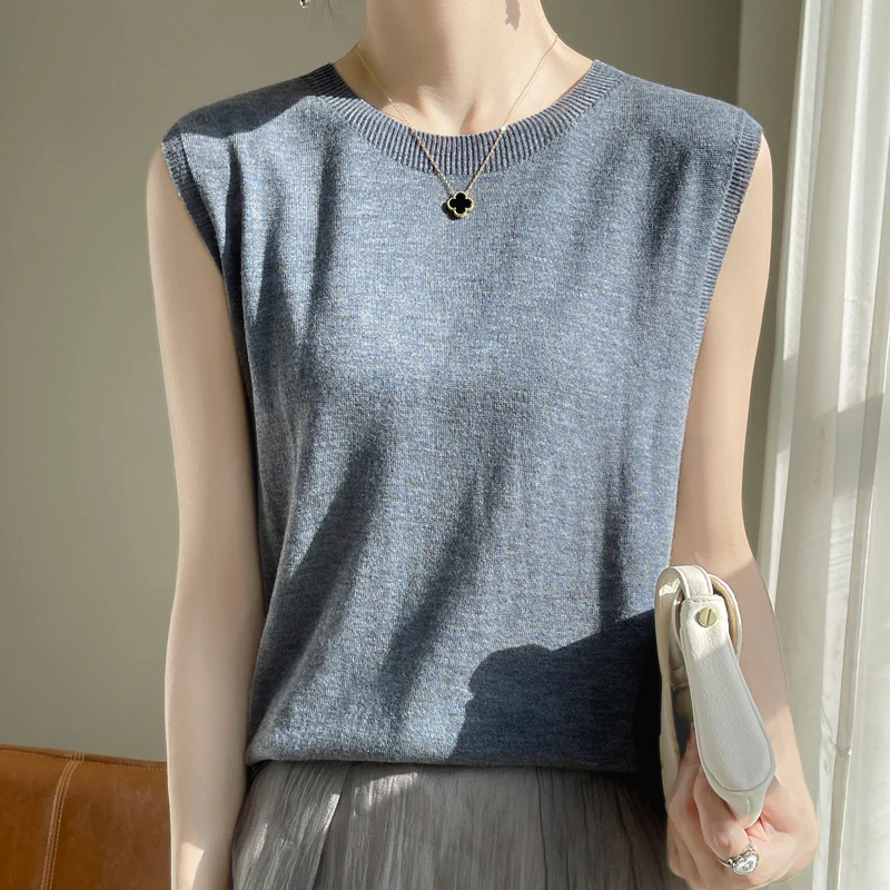 2024 New Cashmere Vest Women Pullover Sleeveless Cashmere Vest Sweater O-Neck Waistcoat