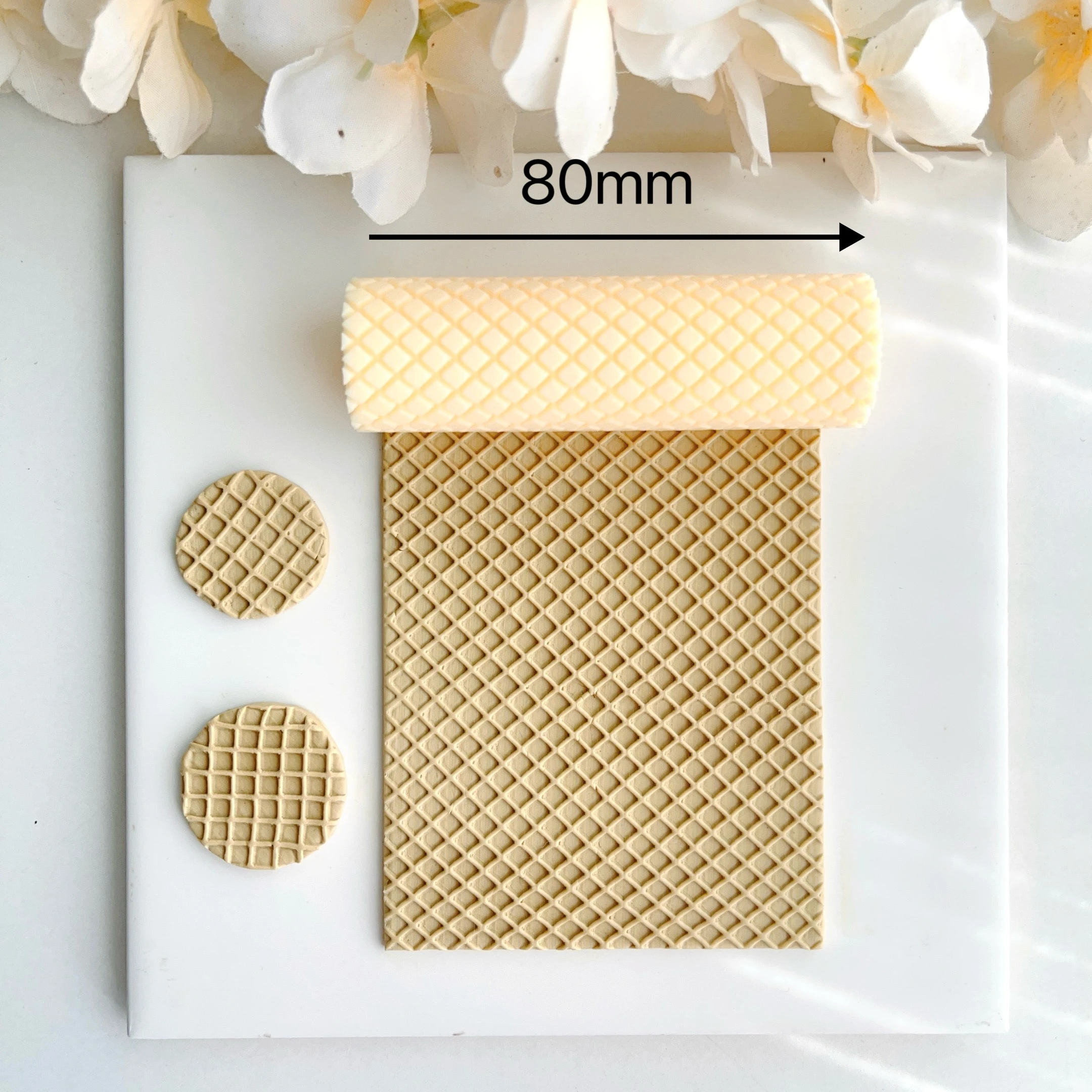 Padrão de biscoito de sorvete |   Rolo de textura sem emenda de argila de polímero Brinco de cerâmica macia Cortador de argila de polímero Polímero de textura de rolo