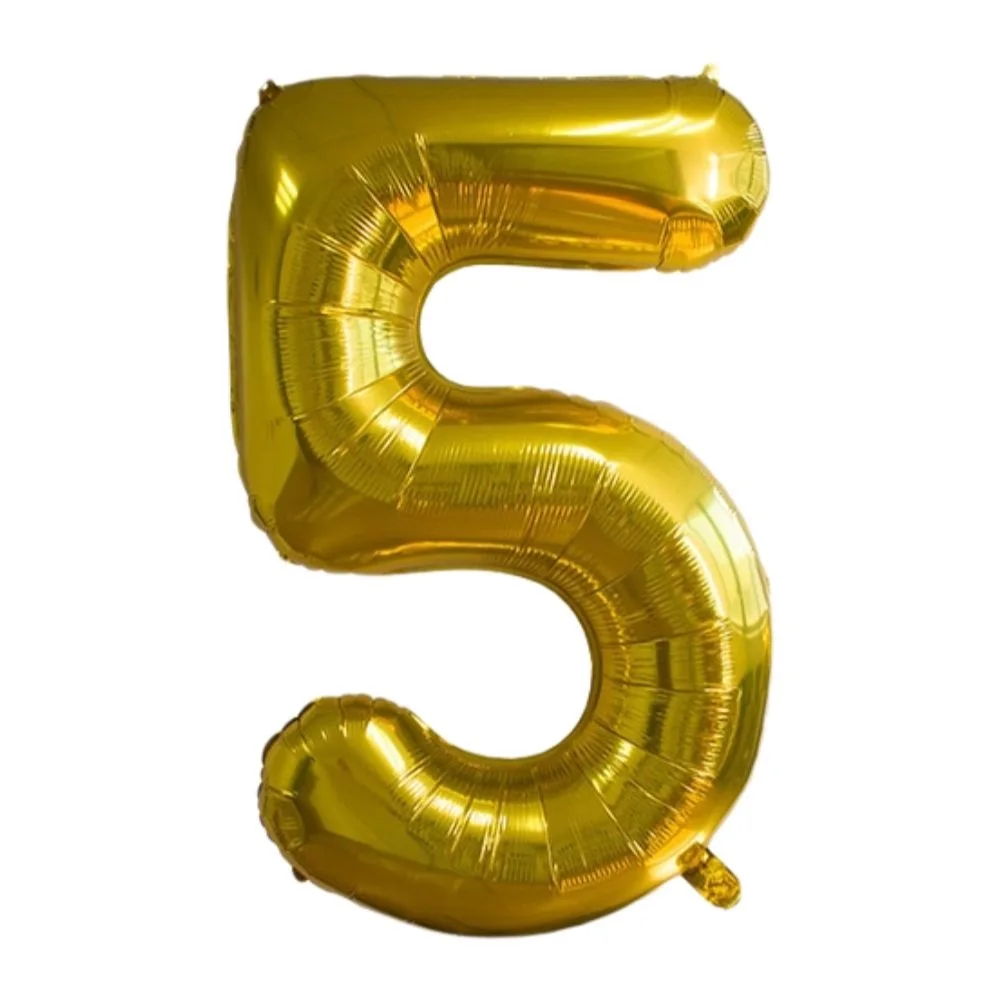 Ballon en aluminium numérique 5 doré 80 cm pour anniversaire, fête du jubilé, décorations événementielles, séance photo