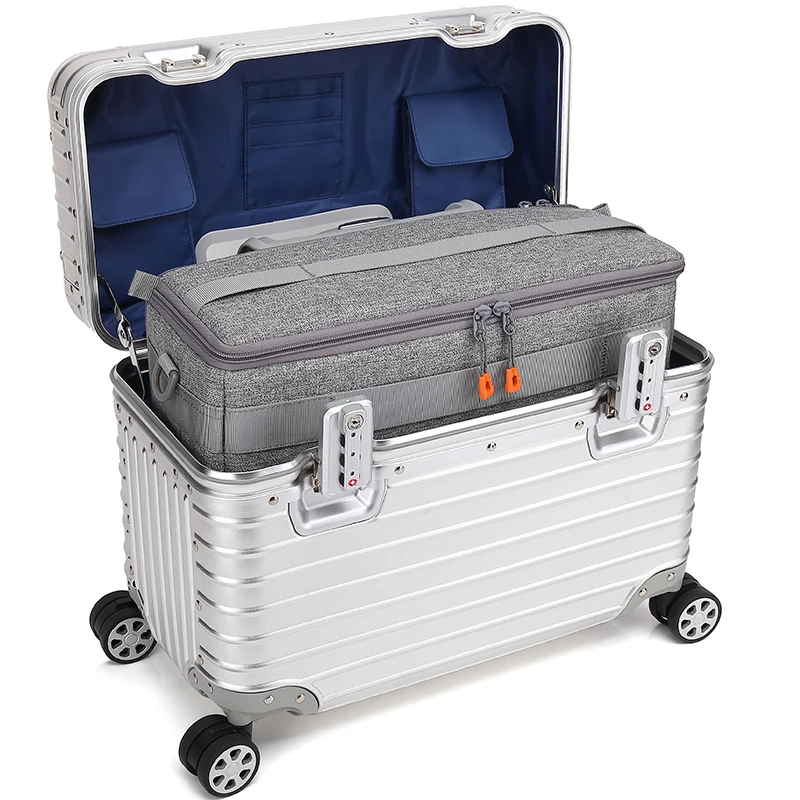Professionelle, stoßfeste, gepolsterte Kamera-Innentasche mit großer Kapazität, doppelte Öffnung, DSLR, dicke Tragetasche für 20-Zoll-Trolley – Detail 11