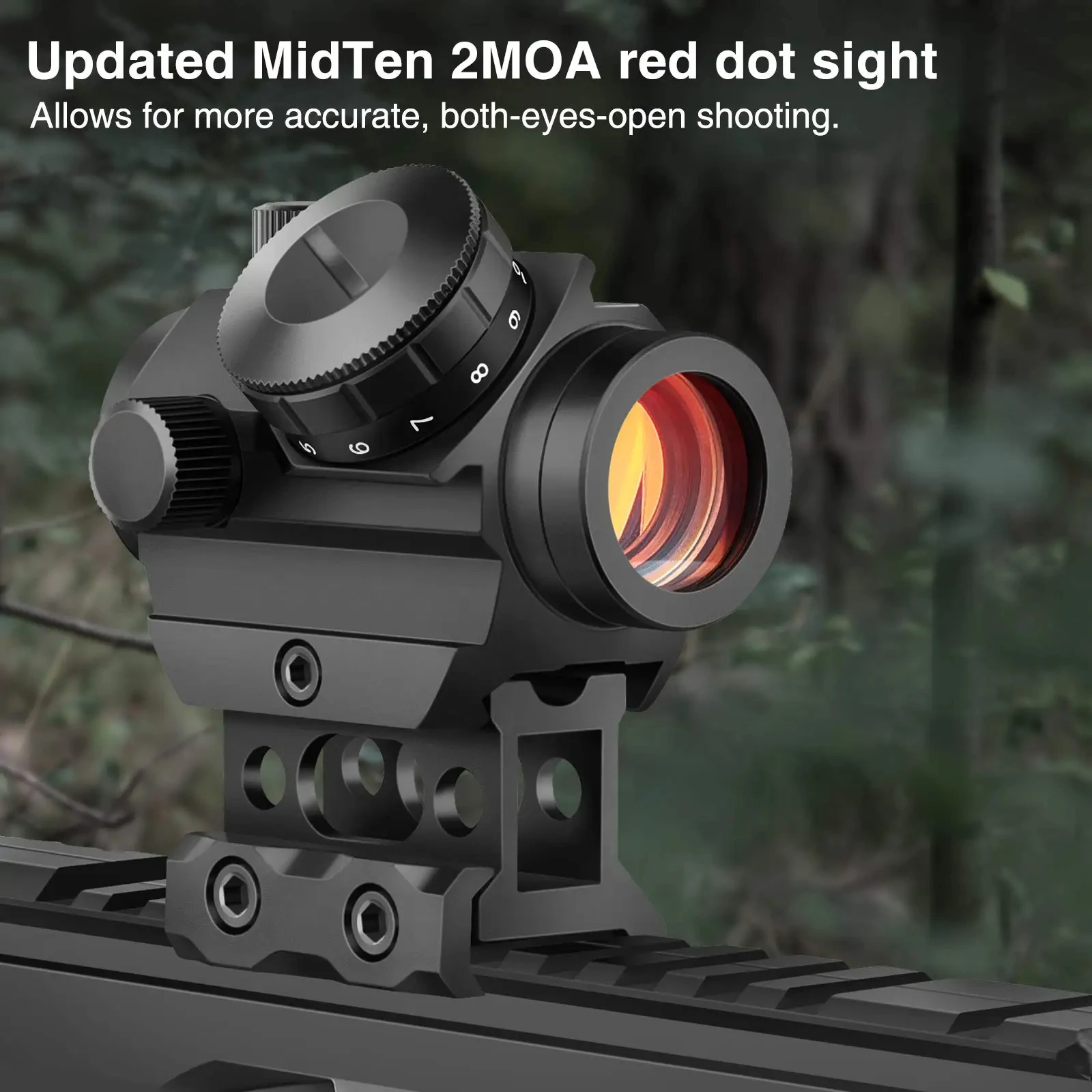 2MOA Red Dot Sight Rifle scope Sight Aluminum Waterproof Shockproof Fog-Proof with 1 inch Riser Mount