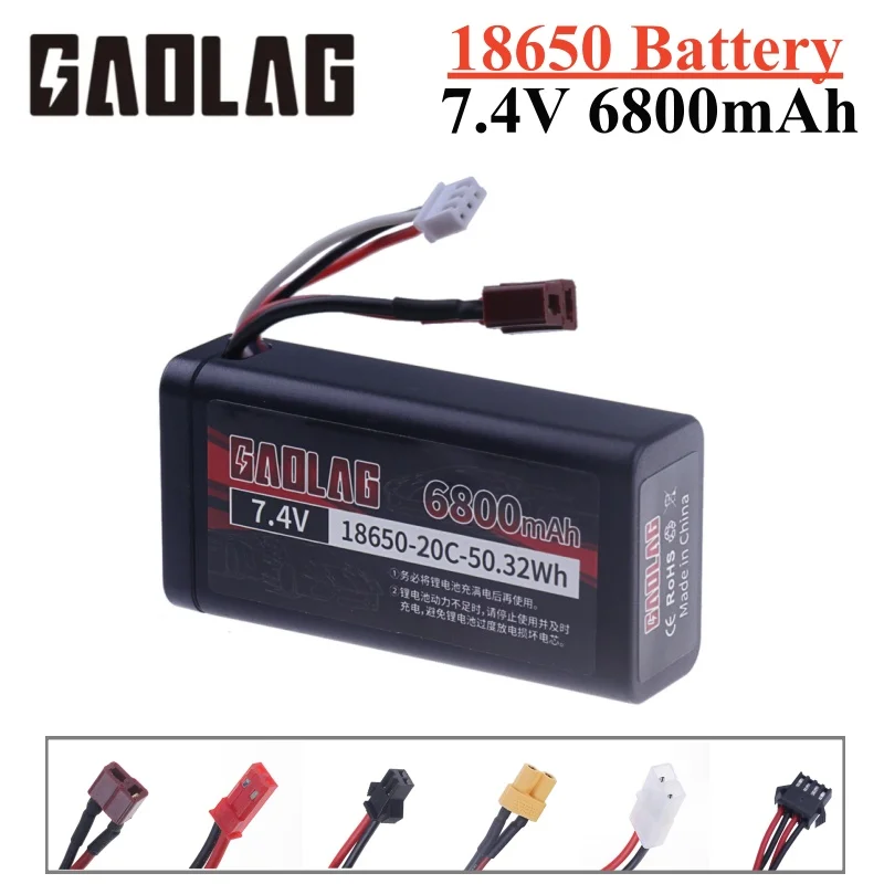 7.4V 6800Mah 18650 Lipo Batterij Voor Q46 Wltoys 10428/12428/12423 X9115 144001 Rc Auto Reserveaccessoires Hoge Capaciteit 2S Batterij