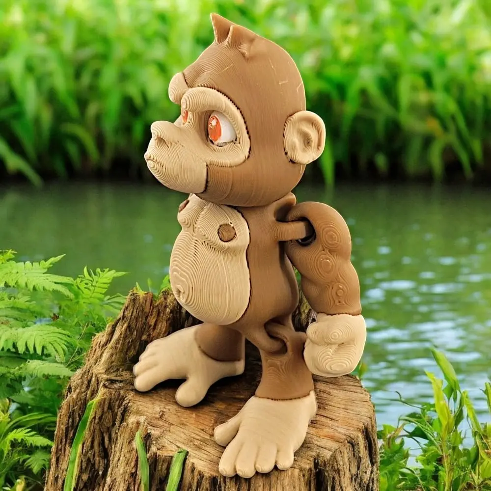 Simulasi Orangutan 3D Dicetak Monyet Sendi Hewan Poseable Sendi 3D Printing Multi-warna Monyet Fleksibel Diputar