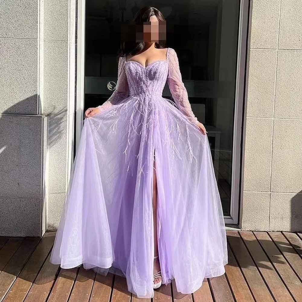 Customized Elegant Sweetheart A-line Evening Dresses Tassel Lace Layered /Tulle Floor length Prom  Exquisite vestidos de nocheفس