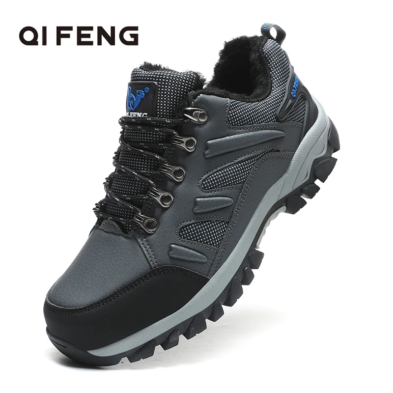 2025 Men Classic Hiking Shoes Outdoor Sneakers Winter Warm Fur Non-slip Women Footwear Autumn Gym Shoes Boys Breathable Trekking