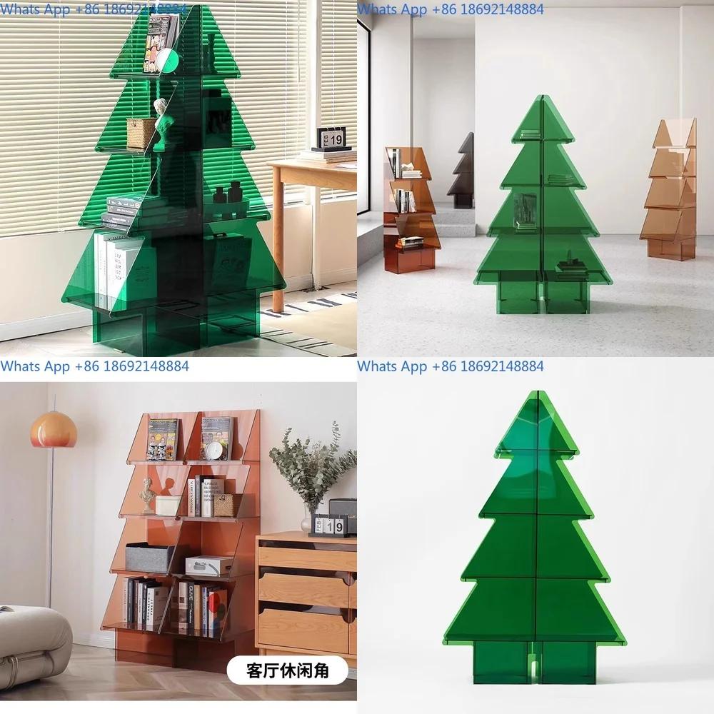 Luxury Acrylic Storage Rack Christmas Tree Living Room Multi Tier Display Stand Floor Bookshelf Decorative