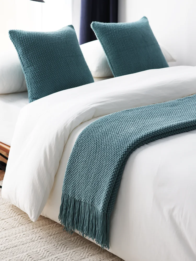Nordic Knitted Blanket Rice Grain Pattern New Spring Summer Sofa Cover Decorative Blanket Bed End Towel Air Conditioner Cover...
