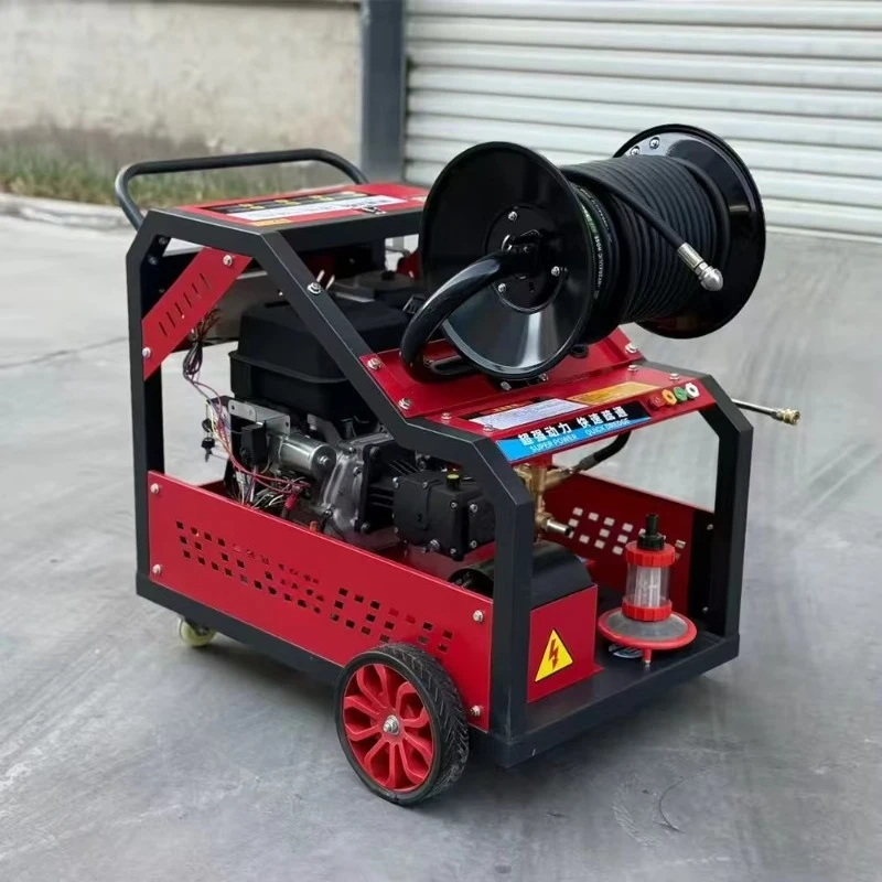 Petrol Sewer Pipe Cleaning Machine 150Bar 15Hp 30L/Min Remote Control Self-propelled Jet Drain Pipe Cleaner