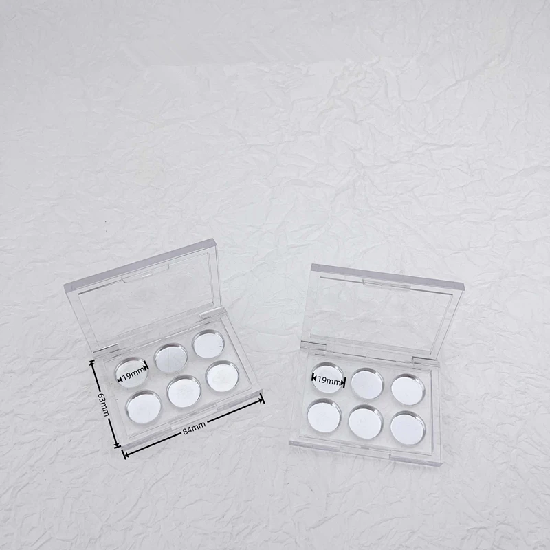 100pcs 6 Grids Empty Eyeshadow Dish DIY Sample Palette Eye Makeup Packaging Box for Beginners Eyeshadow Containers