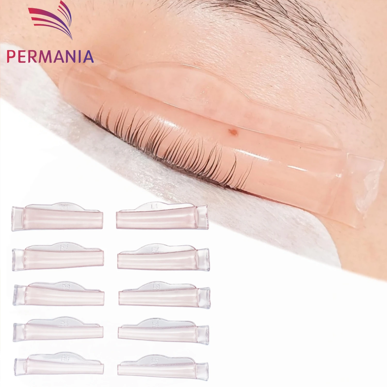 PERMANIA 5 Paar kleberfreie Silikon-Wimpernperm-Stäbchen, klebrige Wimpernlift-Pads, Wimpernformer-Zubehör, Applikator, Make-up-Tool