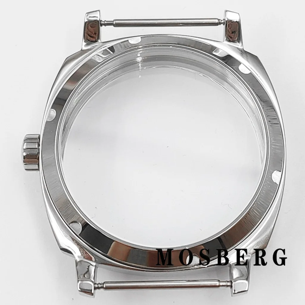 42mm Silver Watch Case Solid Stainless Steel Sapphire Glass For ETA 6497 6498 ST3600 Watches Movement