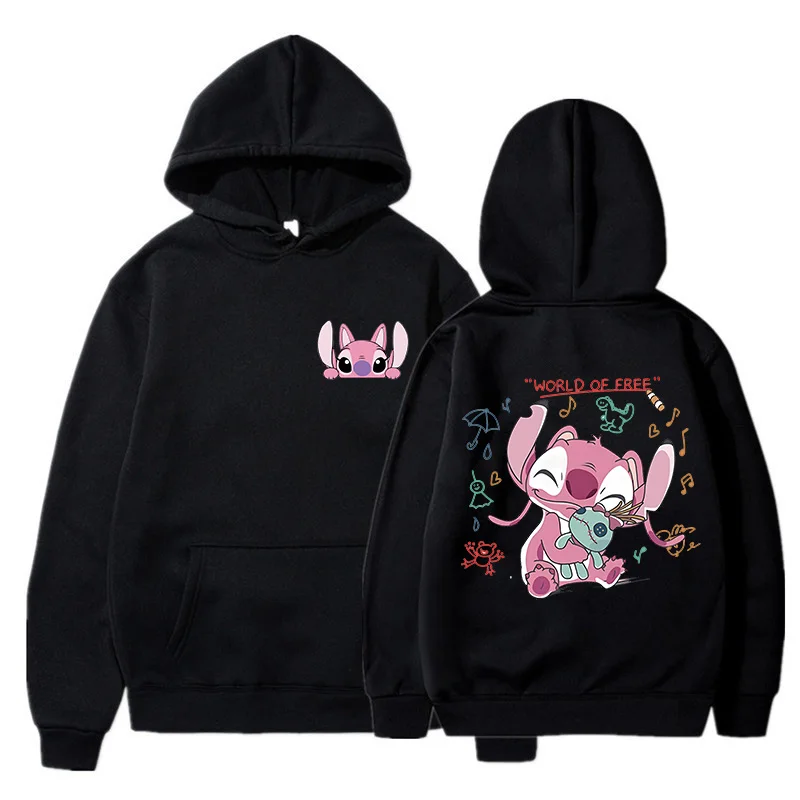 Disney Lilo & Stitch Gothic Hoodies Funny Mange Sweatshirts 90s Women Graphic Hooded Pullovers Y2k Streetwear Clothes Female