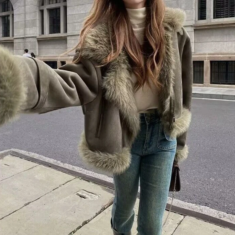 Suede Short Motorcycle Jacket 2025 Autumn and Winter Korean Women's Jacket with A Sense of Leisure Design