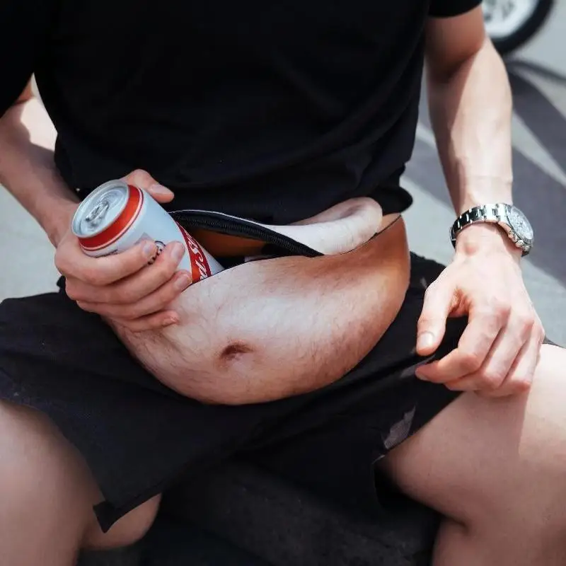 Lustige Geldgürteltasche Herren Reisetaschen Fleischfarbene Kreative Bauchtasche Bier Fetter Bauch Hüfttasche – Detail 11
