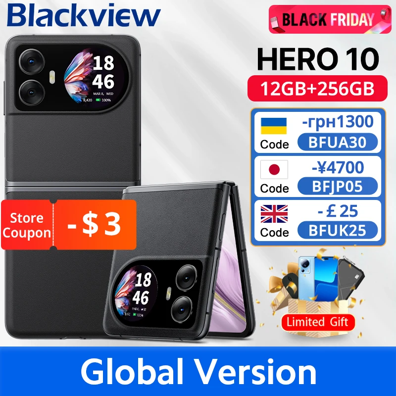 Смартфон Blackview HERO 10, 6,9-дюймовый AMOLED-складной дисплей, камера 108 МП, 12 ГБ, 256 ГБ, MTK Helio G99, зарядка 45 Вт