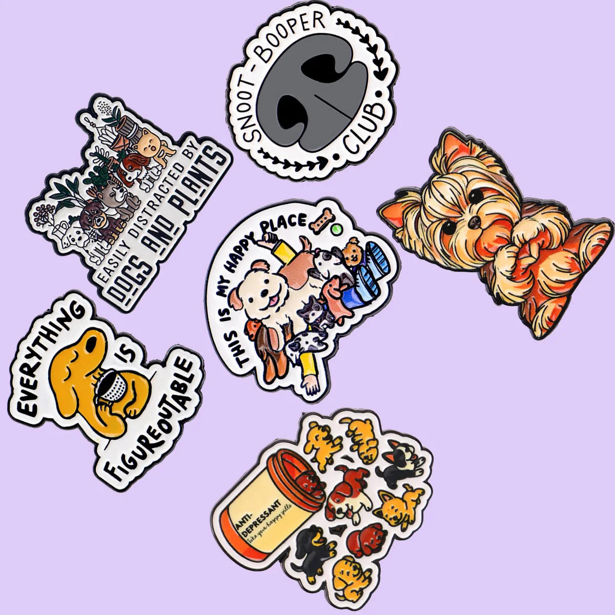 

5pcs/set Happy Dogs Enamel Pin Brooches for Lapel Pins Badge on Backpack Clothing Accessories Fashion Jewelry Gifts for Friends