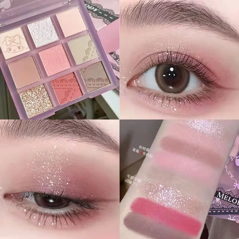 Pinkbear 9 Colour Matte Glitter Eyeshadow Palette With Soft & Pure Contour Shades Waterproof Long Lasting Korean Eye Makeup