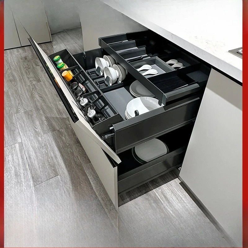 Storage basket, drawer type pot, seasoning, storage rack, three-layer inclined drain bowl basket pumping