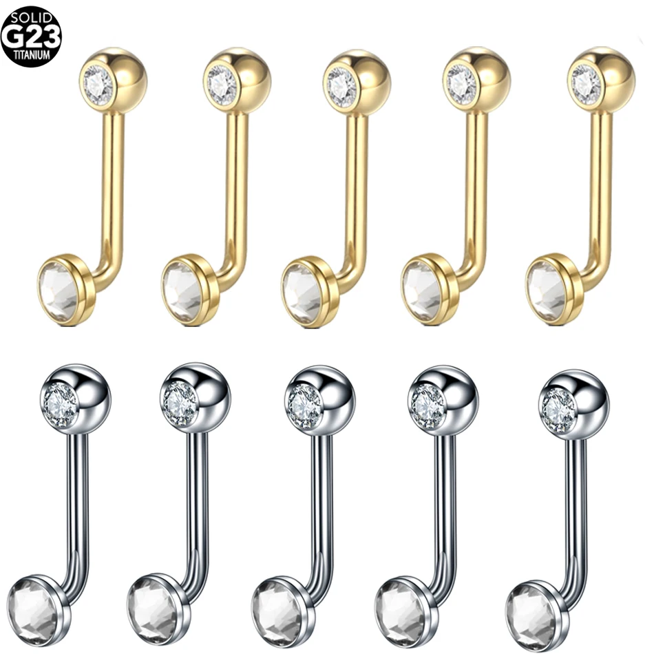 

10Pcs/lot G23 Titanium Christina Vertical Hood Piercing Internal Thread CZ Crystal Belly Button Ring Body Piercing Jewelry 14G