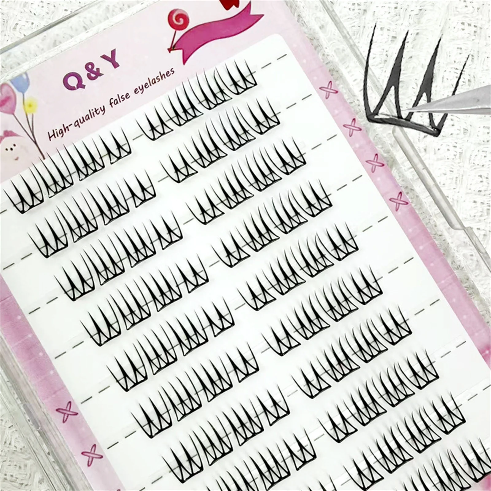 10rows Natural False Eyelashes Extension Korean Style Self Adhesive Girl Group Lashes For Women Daily Makeup C Curl Mixed Length