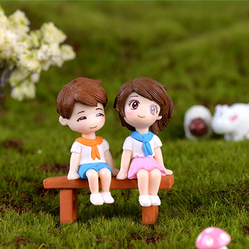 Mini boneca diy terrário estatuetas fada jardim decoração amantes casal em miniatura presente do dia dos namorados acessórios para casa