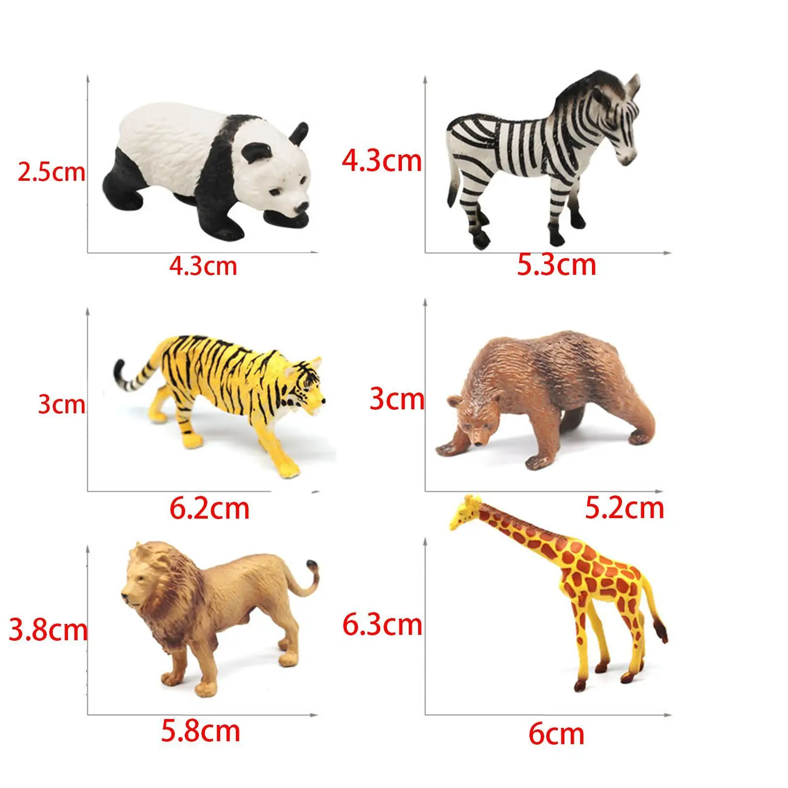 6Pcs Zoo Animals Figures Woodland Animals Model Collectibles Wildlife Animals Figure Toy for Party Favor Easter Gift Decor