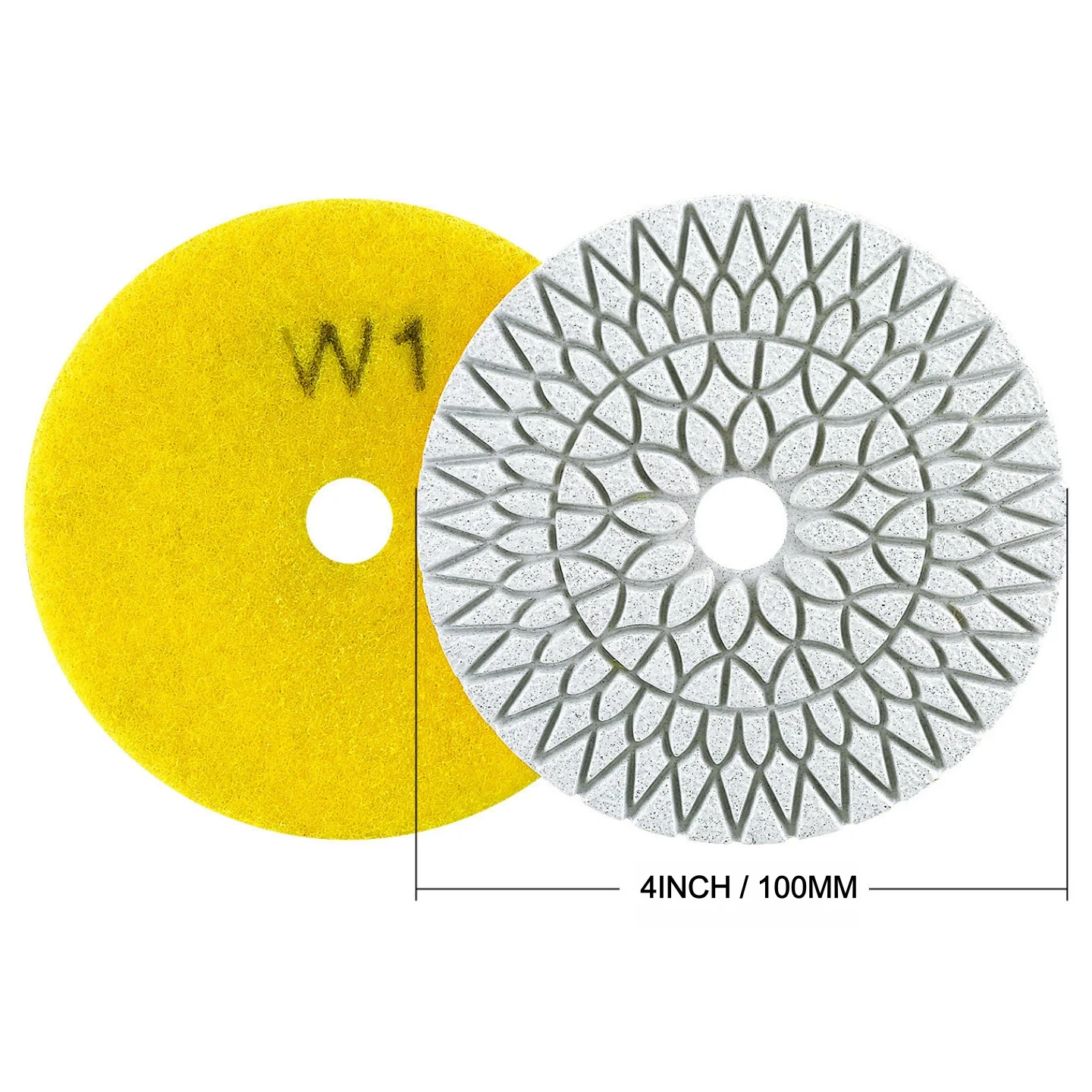 3 Stück 3-Stufen 4-Zoll Diamant-Polierpads Flexible Nass-Polierscheibe aus Granitharz zum Polieren von Marmor und Beton – Detail 2