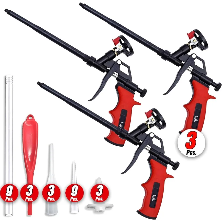 

Luft Professional Expanding Foam Spray Gun with 3 Insulation Guns and 27 Extenders for Heavy Duty Caulking Filling Sealing Appl