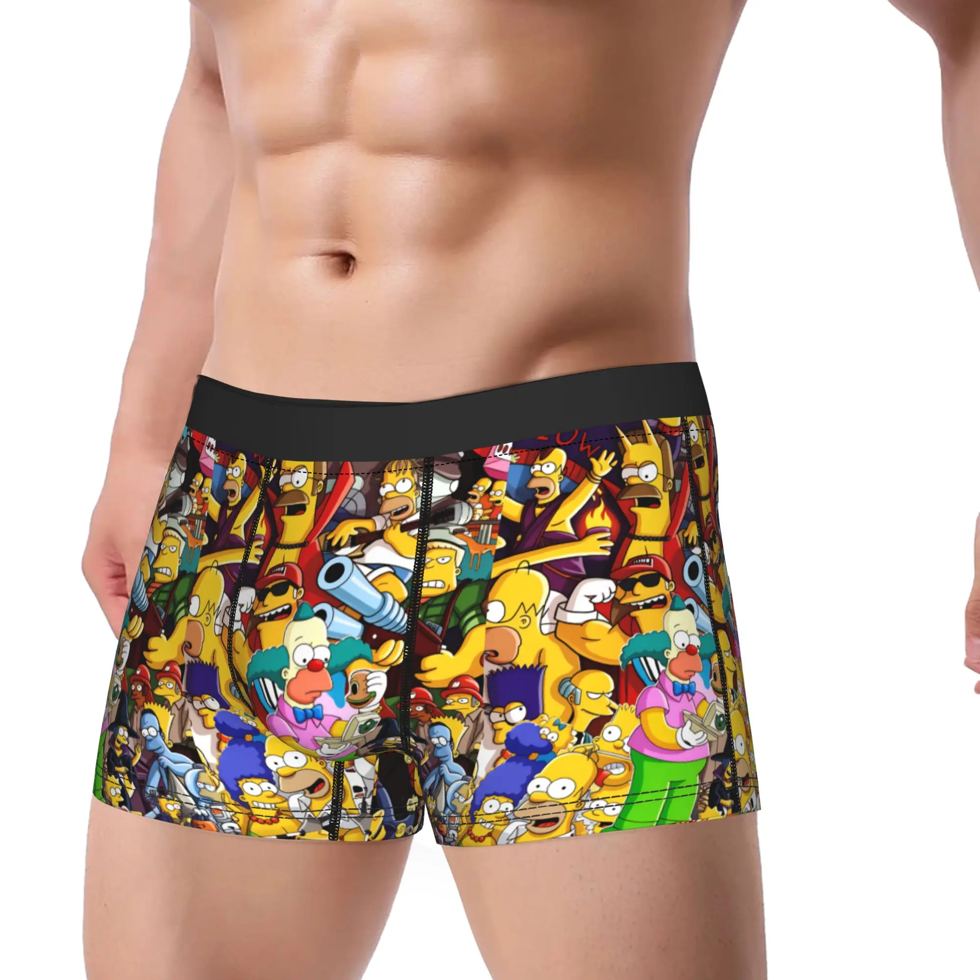 Fun Cartoon S-Simpsons Characters Collection Underwear Soft Trend Panties Boxer Brief For Males 3D Pouch Plus Size Boxershorts