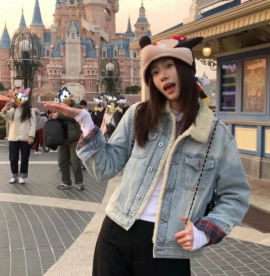 

Джинсовые пальто, женские плюшевые пальто с ромбовидным мехом, женские зимние плиссированные стеганые пальто с воротником-стойкой, эстетика, винтажная уличная одежда, верхняя одежда Y2K